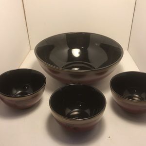 Clay Art large bowl and 3 small bowls